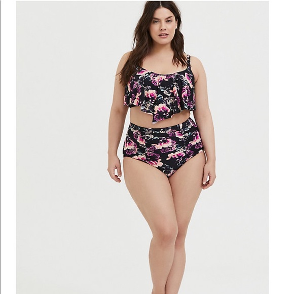 torrid Other - Torrid High Waist Black and Floral Pink Bikini
